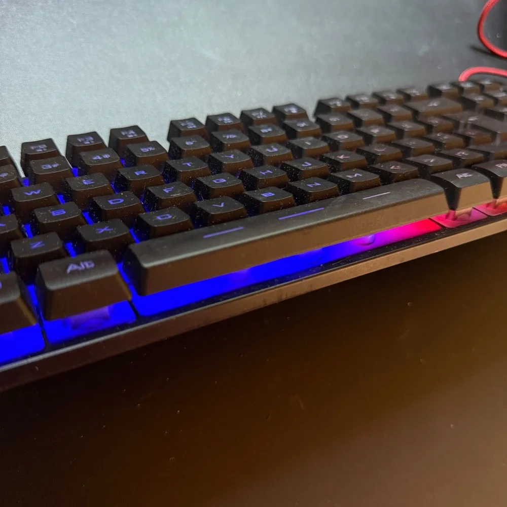 BlueFinger RGB Backlit Wired Gaming Keyboard Black Braided USB Cable Multimedia